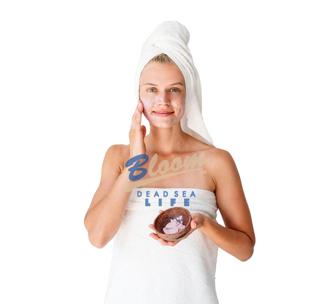 Bloom Dead Sea Facial Scrub in a tube, featuring a gentle exfoliating formula with natural minerals to refresh and smooth the skin.