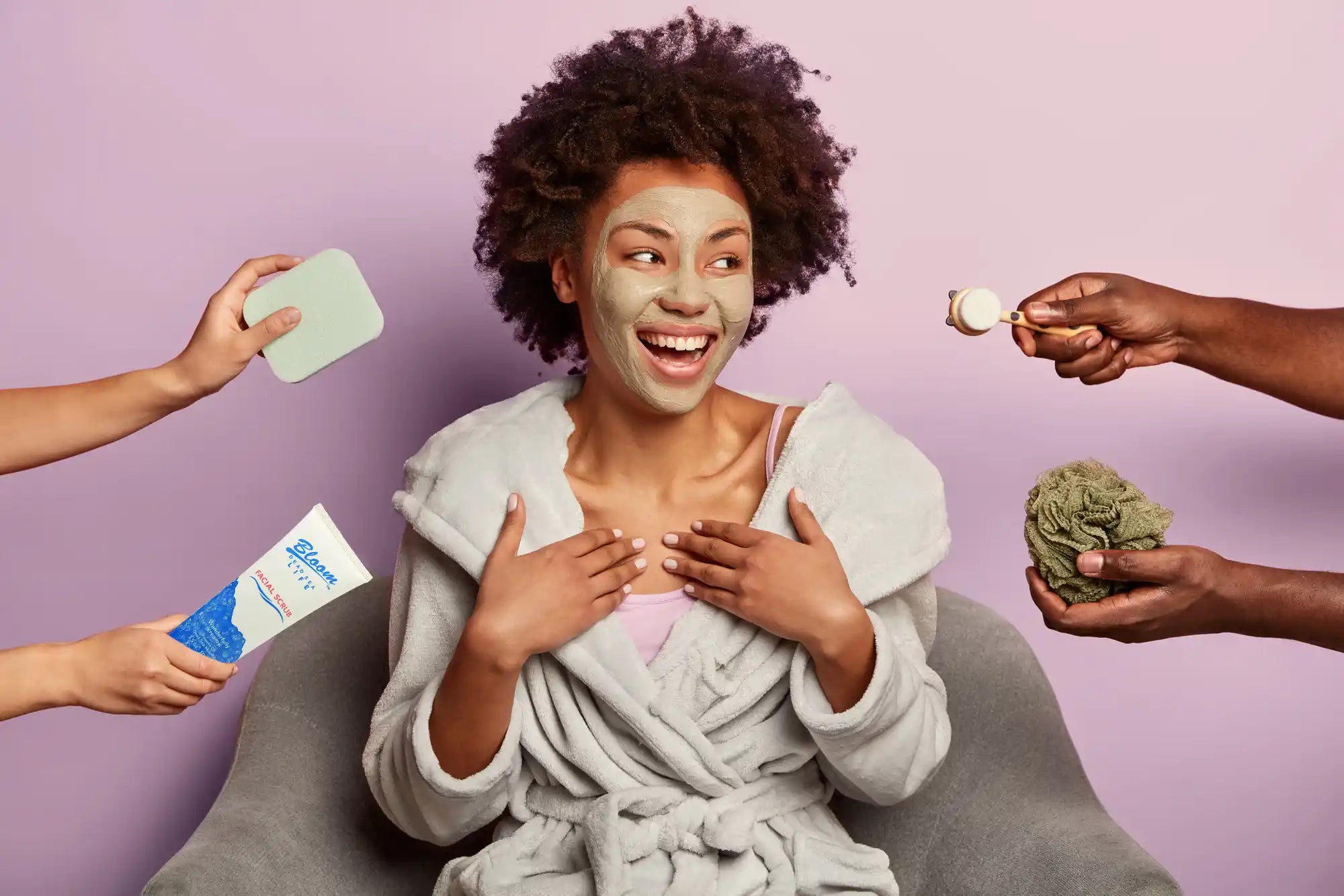 beautiful woman with afro hair linking between nature and mental health