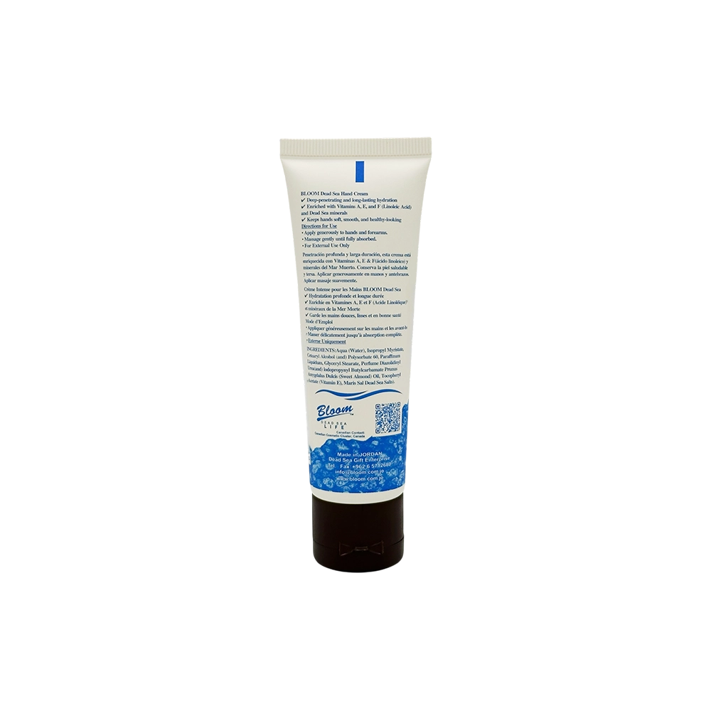 Portable 60ml Bloom Dead Sea hand cream ideal for purses and daily on the go hand care